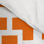 Mid Century Modern Breeze Blocks Orange and White Geometric Pattern Comforter Gallery Image 4