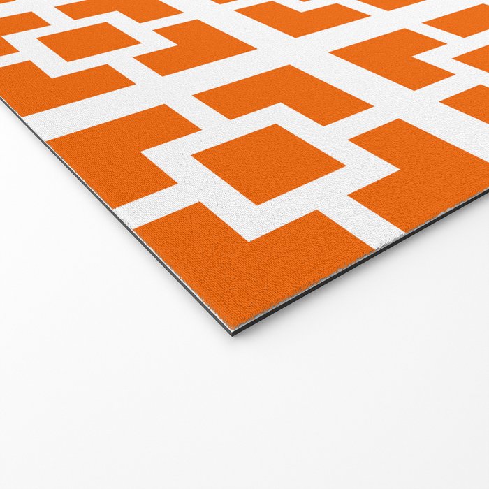 Mid Century Modern Breeze Blocks Orange and White Geometric Pattern Welcome Mat Gallery Image 2