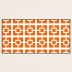 Mid Century Modern Breeze Blocks Orange and White Geometric Pattern Desk Mat Gallery Image 3