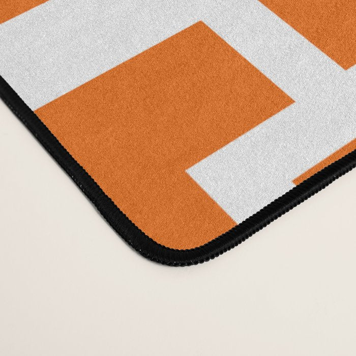Mid Century Modern Breeze Blocks Orange and White Geometric Pattern Desk Mat Gallery Image 4