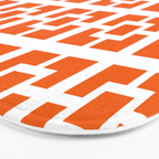 Mid Century Modern Breeze Blocks Orange and White Geometric Pattern Bath Mat Gallery Image 3