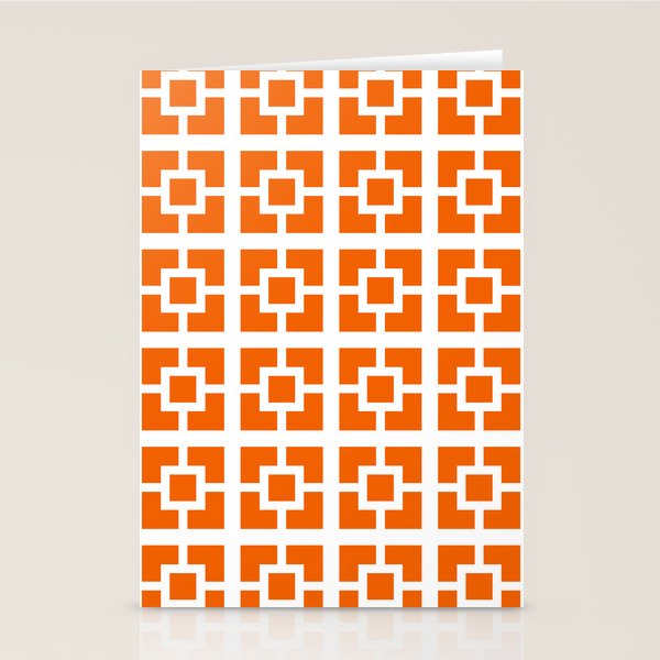 Mid Century Modern Breeze Blocks Orange and White Geometric Pattern Stationery Card Gallery Image 1