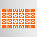 Mid Century Modern Breeze Blocks Orange and White Geometric Pattern Tablecloth Gallery Image 2