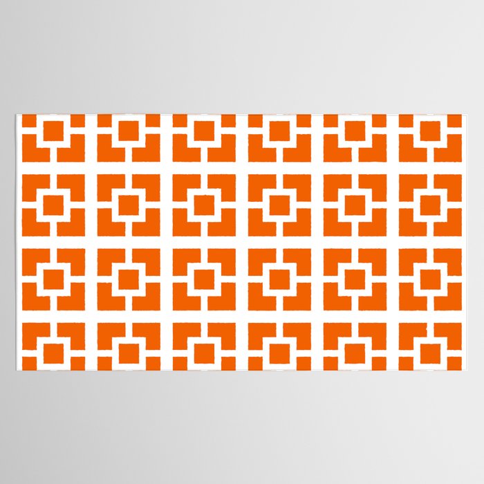 Mid Century Modern Breeze Blocks Orange and White Geometric Pattern Tablecloth Gallery Image 2