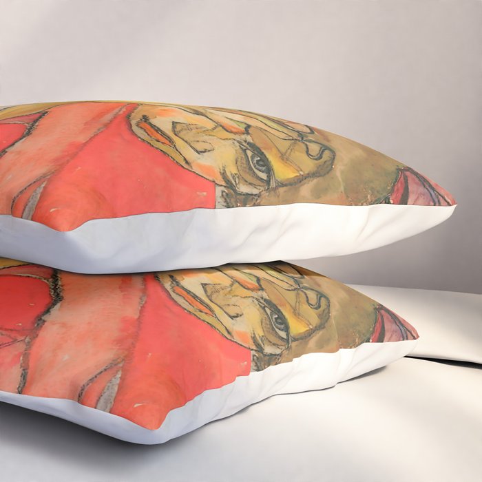 Egon Schiele "Kneeling Female in Orange-Red Dress" Pillow Sham Gallery Image 3