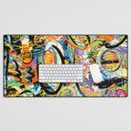 Graffiti Street Art Pattern Colorful Tribal Abstract by Emmanuel Signorino Desk Mat Gallery Image 1