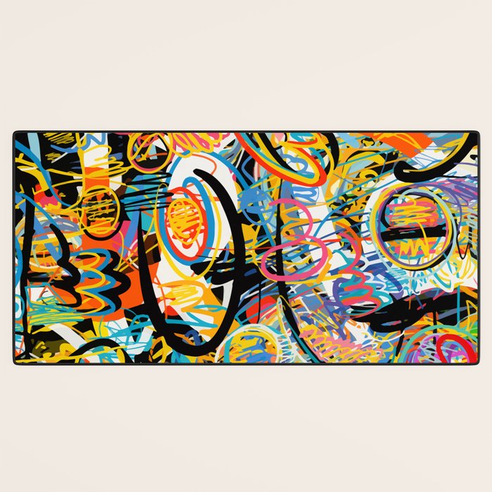 Graffiti Street Art Pattern Colorful Tribal Abstract by Emmanuel Signorino Desk Mat Gallery Image 3