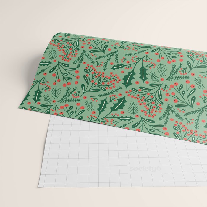 Winter Holiday Floral Wrapping Paper Gallery Image 2
