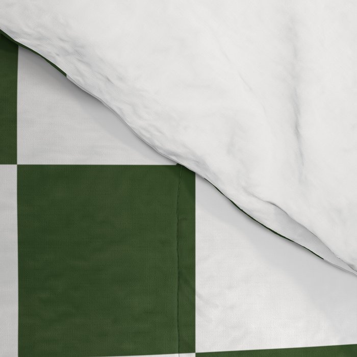 Checkerboard Check Checked Pattern in Dark Green and White Comforter Gallery Image 4