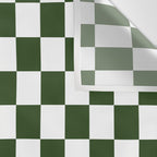 Checkerboard Check Checked Pattern in Dark Green and White Wall Tapestry Gallery Image 3