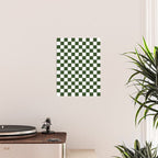 Checkerboard Check Checked Pattern in Dark Green and White Poster Gallery Image 2
