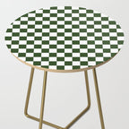 Checkerboard Check Checked Pattern in Dark Green and White Side Table Gallery Image 2