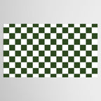 Checkerboard Check Checked Pattern in Dark Green and White Tablecloth Gallery Image 2