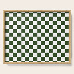 Checkerboard Check Checked Pattern in Dark Green and White Serving Tray Gallery Image 1