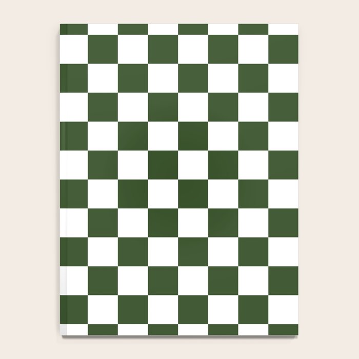 Checkerboard Check Checked Pattern in Dark Green and White Notebook Gallery Image 4