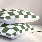 Checkerboard Check Checked Pattern in Dark Green and White Pillow Sham Gallery Image 3