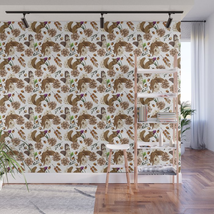 Flowering squirrel meadow Wall Mural Gallery Image 1