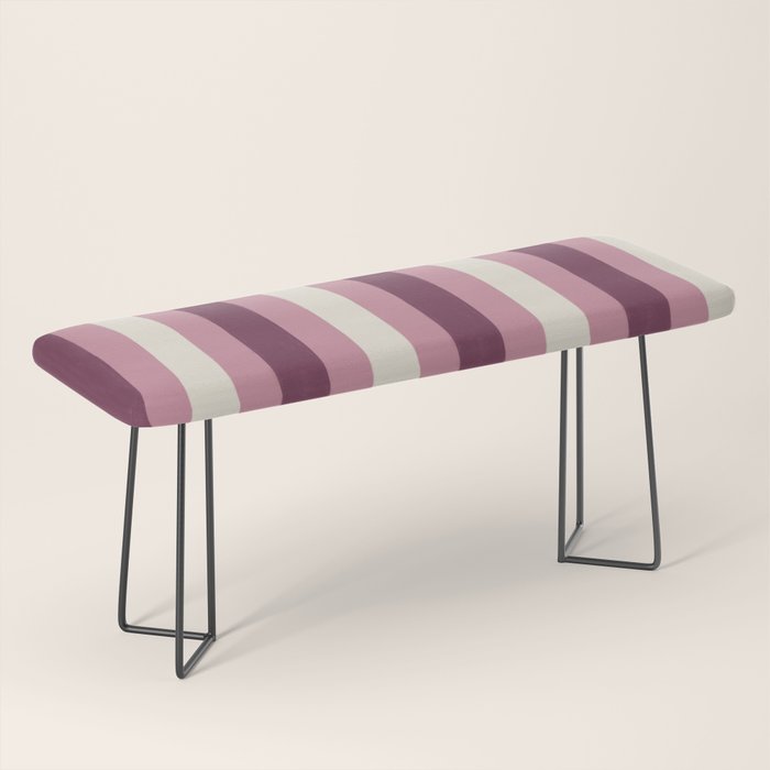 Bold Burgundy and Pink Striped Pattern Bench Gallery Image 1