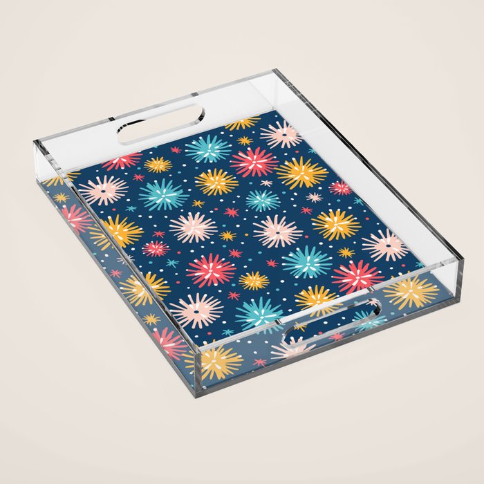Colorful firework explosion party sky pattern Acrylic Tray Gallery Image 1