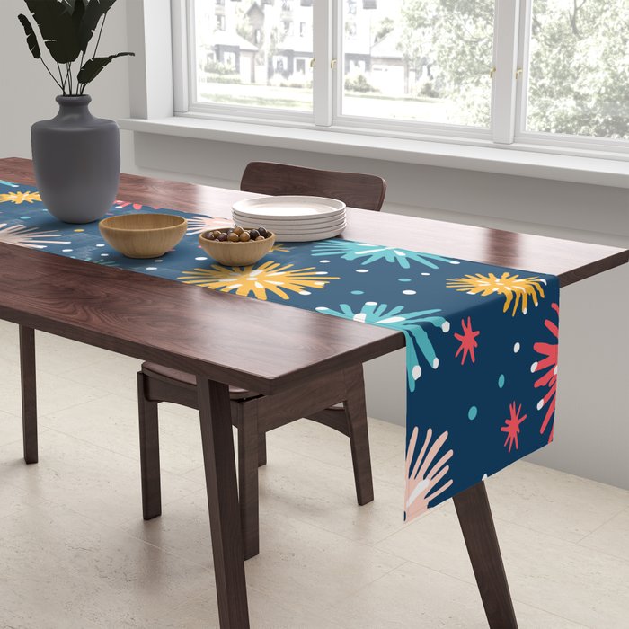 Colorful firework explosion party sky pattern Table Runner Gallery Image 2