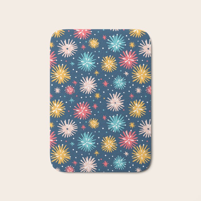 Colorful firework explosion party sky pattern Bath Mat Gallery Image 1