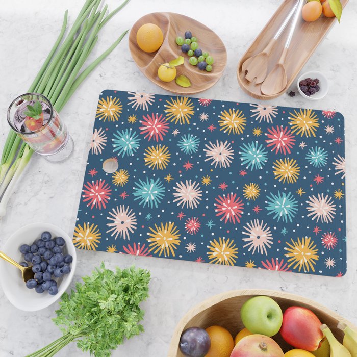 Colorful firework explosion party sky pattern Cutting Board Gallery Image 2