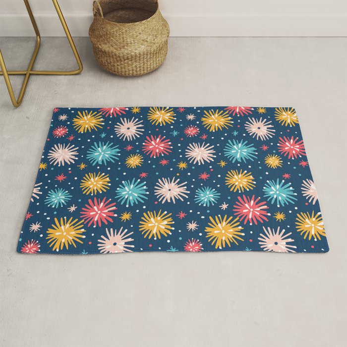 Colorful firework explosion party sky pattern Rug Gallery Image 1