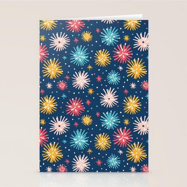 Colorful firework explosion party sky pattern Stationery Card Gallery Image 1