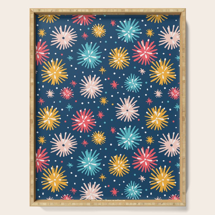 Colorful firework explosion party sky pattern Serving Tray Gallery Image 1