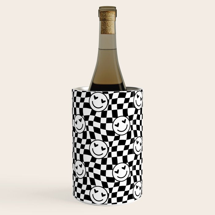 Black and white love eye face checkered pattern Wine Chiller Gallery Image 2