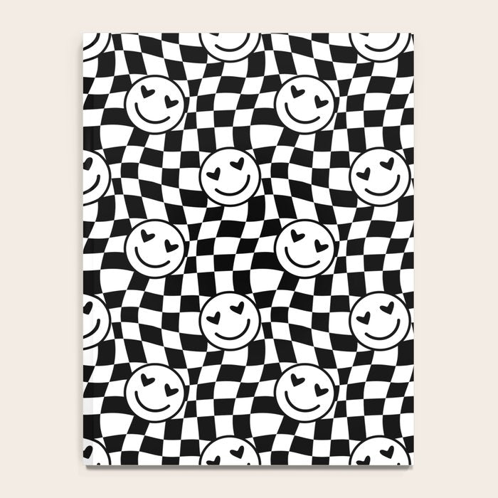 Black and white love eye face checkered pattern Notebook Gallery Image 4