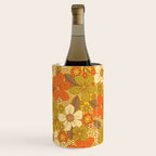 Retro 60s/70s Orange & Olive Green Floral Wine Chiller Gallery Image 3