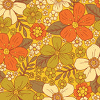Retro 60s/70s Orange & Olive Green Floral Coffee Mug Gallery Image 2