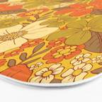 Retro 60s/70s Orange & Olive Green Floral Bath Mat Gallery Image 3
