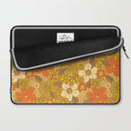 Retro 60s/70s Orange & Olive Green Floral Laptop Sleeve Gallery Image 2