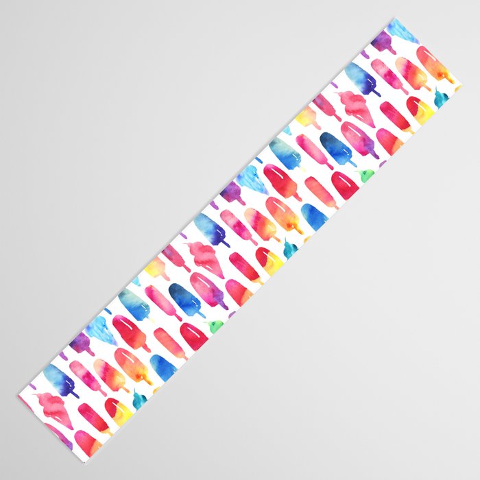 Rainbow Watercolor Popsicles Ice Cream Cones Table Runner Gallery Image 3