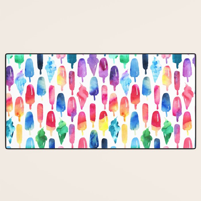 Rainbow Watercolor Popsicles Ice Cream Cones Desk Mat Gallery Image 3