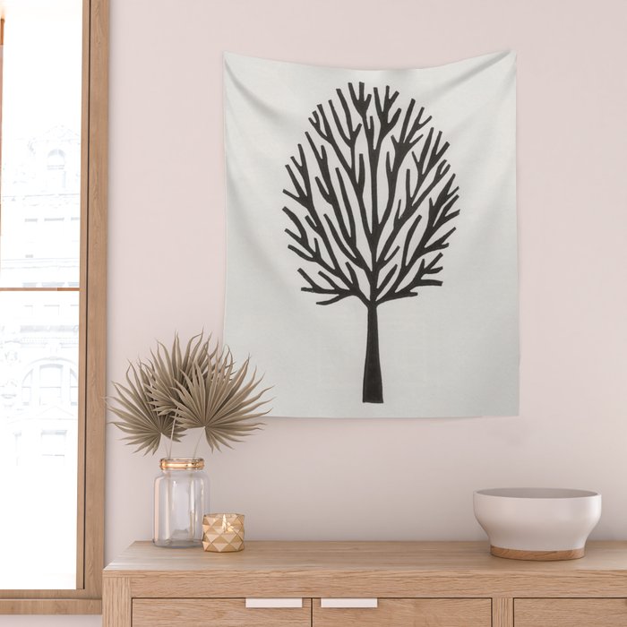 Linocut Tree #3 Wall Tapestry Gallery Image 2