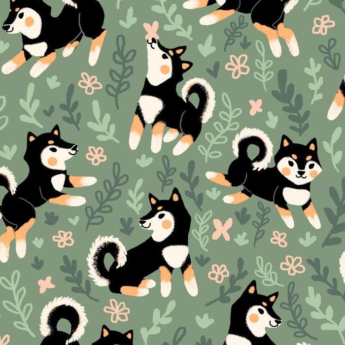 Playful Black And Tan Shiba Inu Pattern Coffee Mug Gallery Image 2