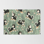 Playful Black And Tan Shiba Inu Pattern Rug Gallery Image 2