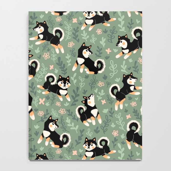Playful Black And Tan Shiba Inu Pattern Notebook Gallery Image 4