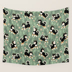 Playful Black And Tan Shiba Inu Pattern Wall Tapestry Gallery Image 4