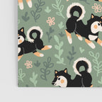 Playful Black And Tan Shiba Inu Pattern Poster Gallery Image 3