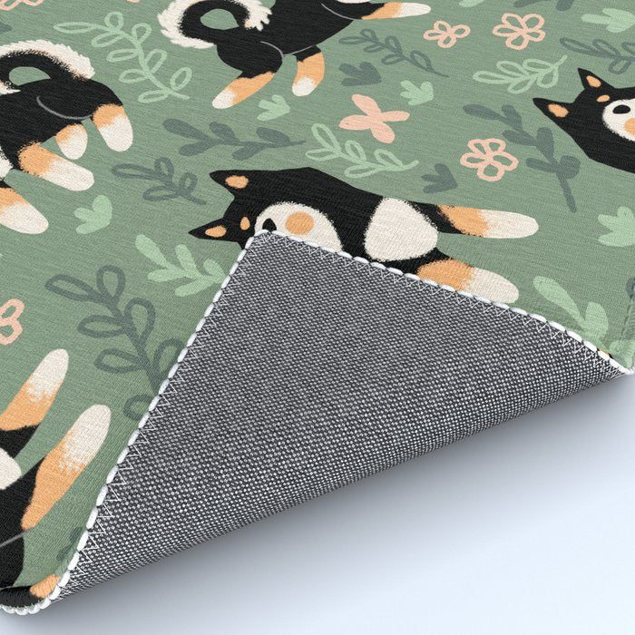 Playful Black And Tan Shiba Inu Pattern Rug Gallery Image 4
