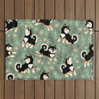 Playful Black And Tan Shiba Inu Pattern Outdoor Rug Gallery Image 1