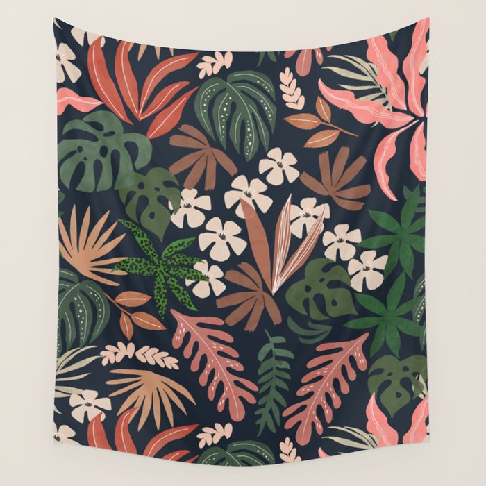 Dark Bohemian Tropical Charm Wall Tapestry Gallery Image 4
