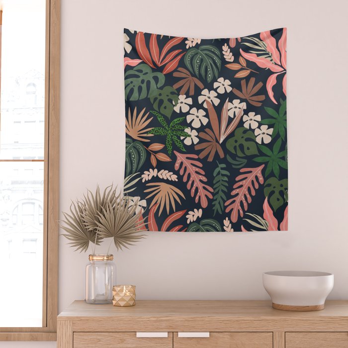 Dark Bohemian Tropical Charm Wall Tapestry Gallery Image 2