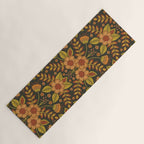Orange, Peach, Olive Green & Dark Gray Floral Pattern Yoga Mat Gallery Image 1