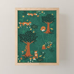 Foxes Playing in the Emerald Forest Mini Art Print Gallery Image 1