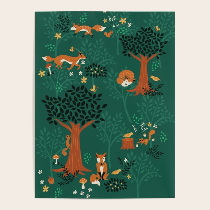 Foxes Playing in the Emerald Forest Poster Gallery Image 1